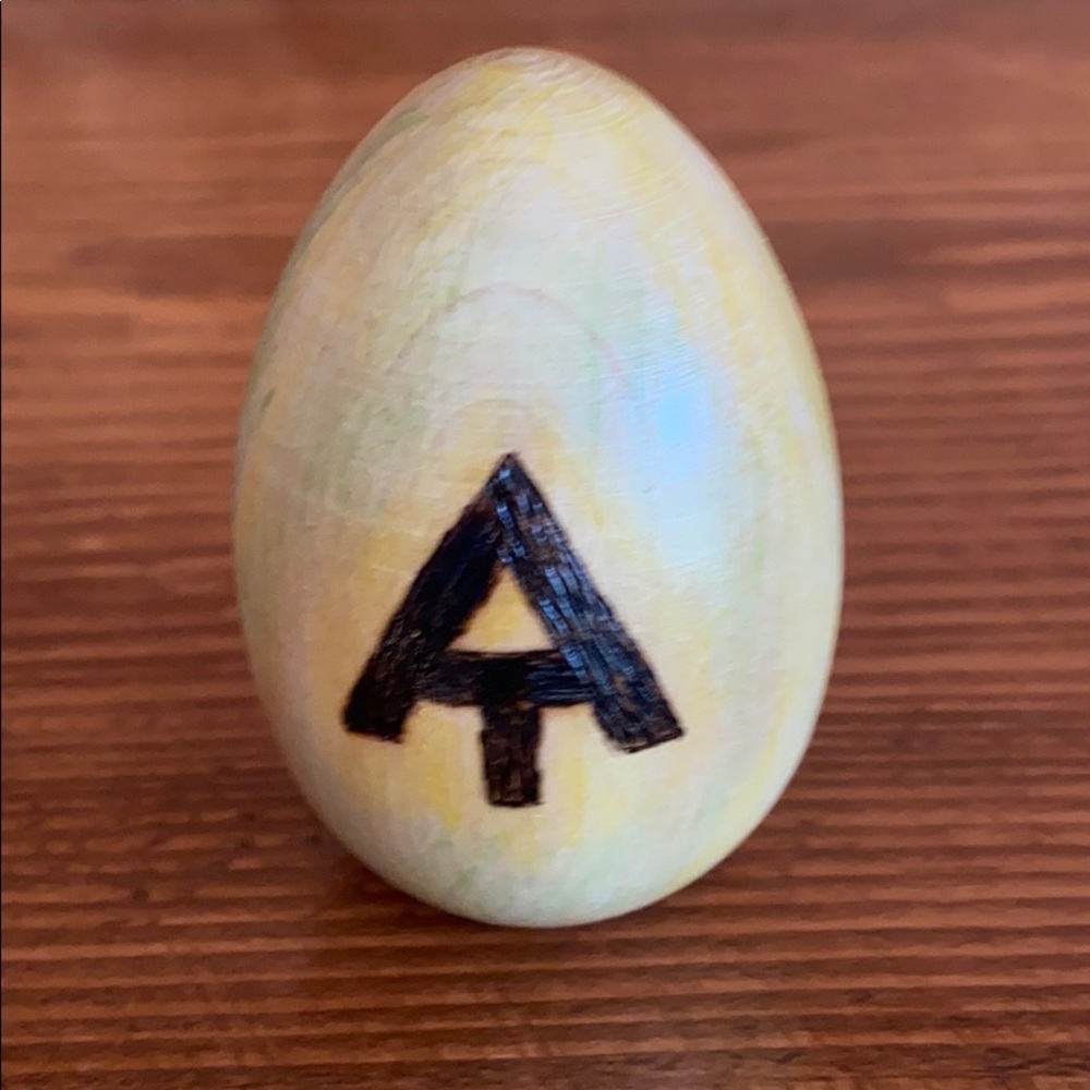 Woodburned AT Appalachian Trail decorated wooden egg